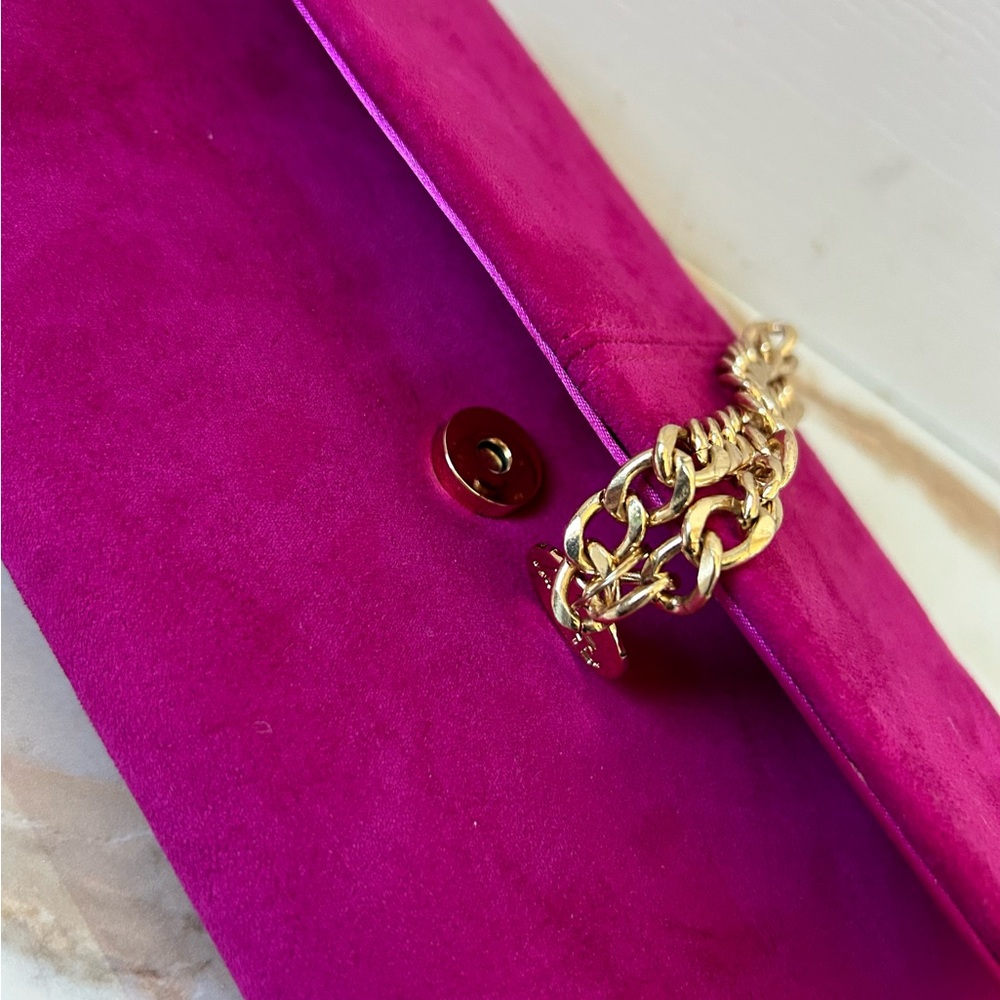 Ava & Lina Magenta Micro Suede Flap Clutch 5" x 12" x 2" - Picture 11 of 13